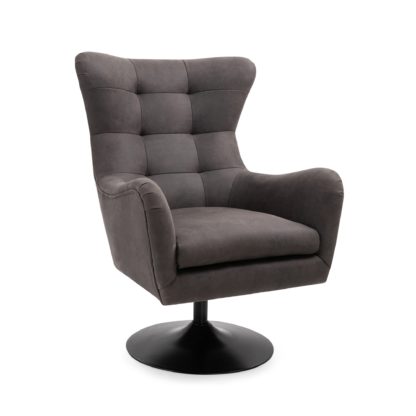 An Image of Roan PU Leather Swivel Chair - Dark Grey Grey