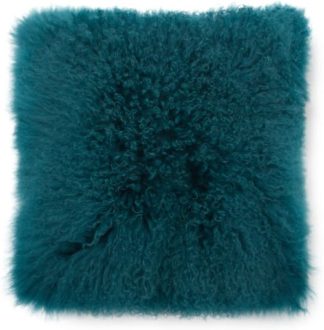 An Image of Haddie Mongolian Fur Cushion 45 x 45cm, Dark Teal