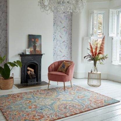 7e6bf2352d985abe8dd5728a0d978ad440f9a98df4e79324223df7a02d708344-1.jpg An Image of Amalie Wool Rug Blue, Yellow and White