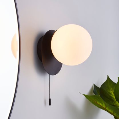 An Image of Tela Bathroom Wall Light Black Black