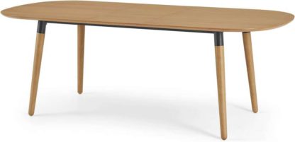 An Image of Edelweiss 6-8 Seat Oval Extending Dining Table, Oak and Black