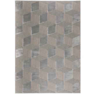 An Image of Sienna Silver Wool Rug Silver and Brown