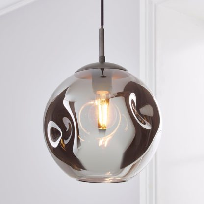An Image of Alexis Glass 1 Light Pendant Ceiling Fitting 20cm Silver