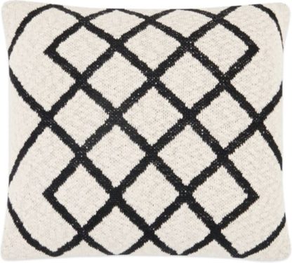 An Image of Fes Textured Cotton Cushion, Off White & Black