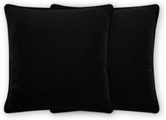 An Image of Julius Set of 2 Velvet Cushions, 59 x 59cm, Deep Black