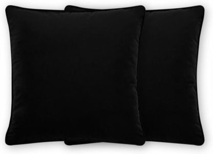 An Image of Julius Set of 2 Velvet Cushions, 59 x 59cm, Deep Black