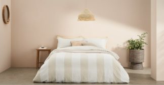 An Image of Kelsey Linen/Cotton Striped Duvet Cover + 2 Pillowcases, King, Soft Taupe UK