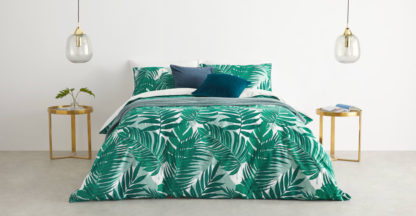 An Image of Jangala Cotton Duvet Cover + 2 Pillowcases Double, Green UK
