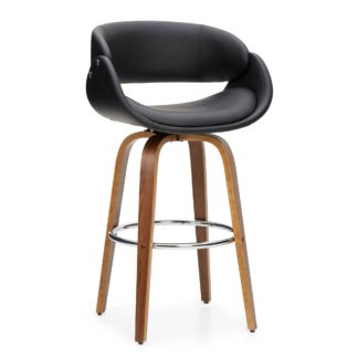 An Image of Torcello Bar Stool Black PU Leather Black