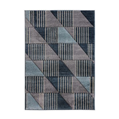 An Image of Velocity Geometric Rug Pink, Grey and Black