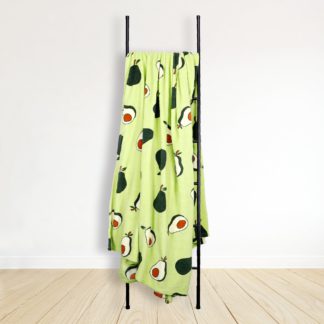 An Image of Avocado Fleece 230cm x 255cm Green Throw Green, Red and White