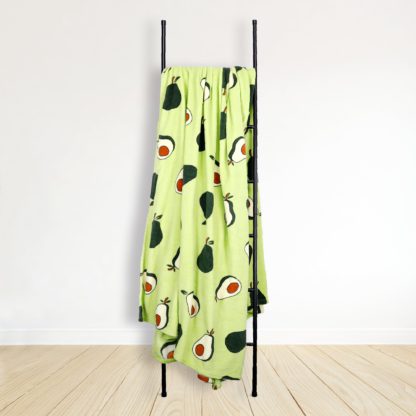 An Image of Avocado Fleece 230cm x 255cm Green Throw Green, Red and White