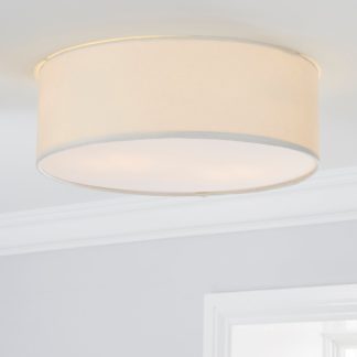 An Image of Sara 38cm Ivory Shade Flush Ceiling Fitting White