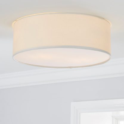 An Image of Sara 38cm Ivory Shade Flush Ceiling Fitting White