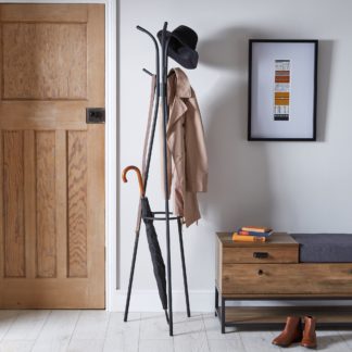 An Image of Metal Black Coat Stand Black