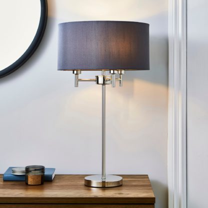 An Image of 5A Edmonton 3 Light Chrome Table Lamp Grey