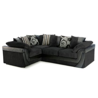 An Image of Lush Scatter Back Left Hand Corner Sofa Black