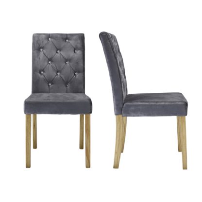 An Image of Avola Set of 2 Dining Chairs Velvet Silver