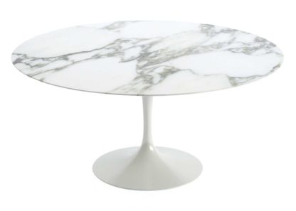 An Image of Knoll Saarinen Large Round Dining Table Arabescato Marble