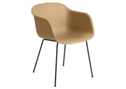 An Image of Muuto Fiber Armchair Tube Base Normal Shell Black/Black