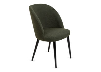 An Image of Heal's Austen Dining Chair Boucle Green Black Leg