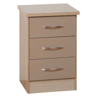 An Image of Nevada 3 Drawer Oyster Bedside Table Oyster
