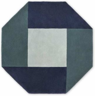 An Image of Shenzi Hand Tufted Wool Rug, Large Octagon 200cm, Navy & Teal Blue
