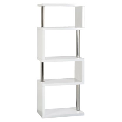 An Image of Charisma 5 Shelf High Gloss Black Bookcase Black