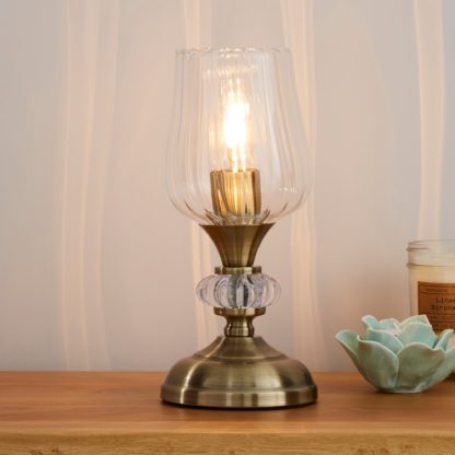 An Image of Hurricane Antique Brass Table Lamp Bronze