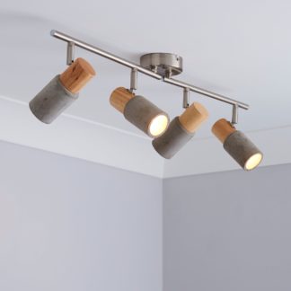 An Image of Inka 4 Light Concrete Wood Spotlight Bar Grey and Brown