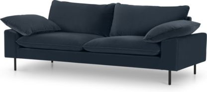 An Image of Fallyn 3 Seater Sofa, Navy Cotton Velvet