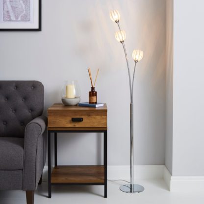 890dff0ae7db2858cd0557b018e9335ea20dce5f79766bbf8d4a7aabbf82addf-1.jpg An Image of Rosa 3 Light Chrome Floor Lamp Silver
