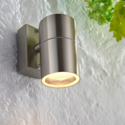 An Image of Endon Canon Outdoor Wall Light Steel Silver