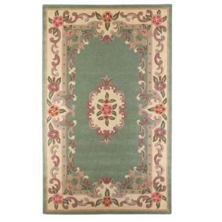 An Image of Lotus Premium Aubusson Rug Green