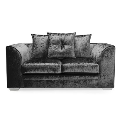 An Image of Blake Crushed Velvet 2 Seater Sofa Black