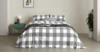 An Image of Filby Brushed Cotton Duvet Cover + 2 Pillowcases, Double, Black & White