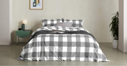 An Image of Filby Brushed Cotton Duvet Cover + 2 Pillowcases, Double, Black & White