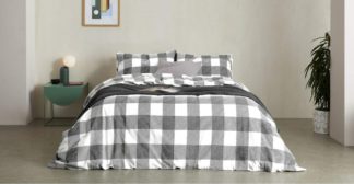 An Image of Filby Brushed Cotton Duvet Cover + 1 Pillowcases, Single, Black & White