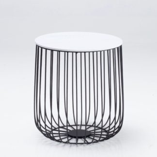 An Image of Enzo Marble Effect Side Table Black and white