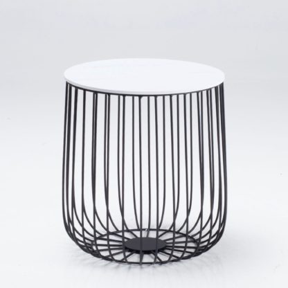 An Image of Enzo Marble Effect Side Table Black and white