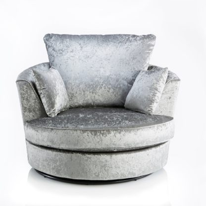 An Image of Blake Crushed Velvet Swivel Chair Black