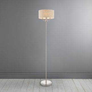 An Image of Preston Brushed Chrome Floor Lamp Chrome and Beige