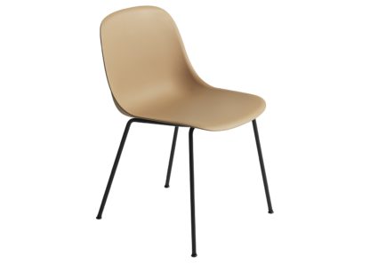 An Image of Muuto Fiber Side Chair Tube Base Normal Shell Natural White