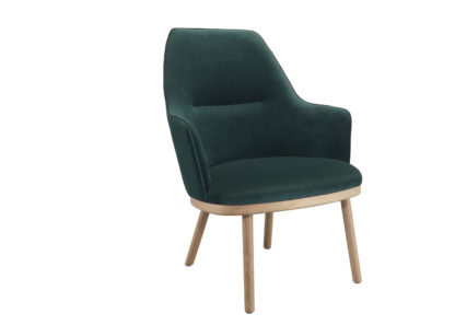 An Image of Wewood Sartor Lounge Chair Dark Oak & Velvet