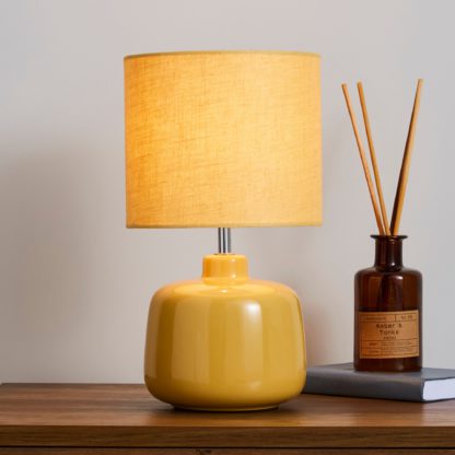 An Image of Oslo Ceramic Ochre Table Lamp Ochre