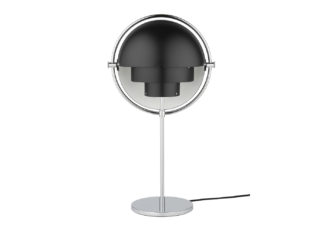 An Image of Gubi Multi Lite Table Lamp Chrome Black Shade