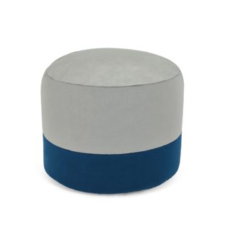 An Image of Isla Multicoloured Footstool - Blue and Light Grey Grey and Blue
