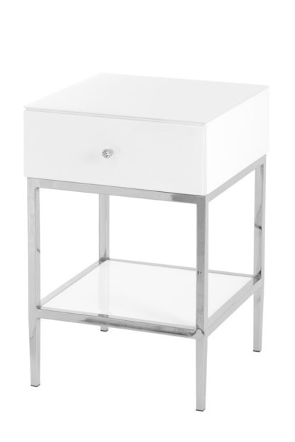 An Image of Stiletto Toughened White Glass and Chrome Side Table