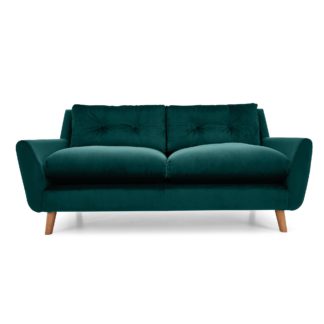 An Image of Halston Velvet 3 Seater Sofa Green
