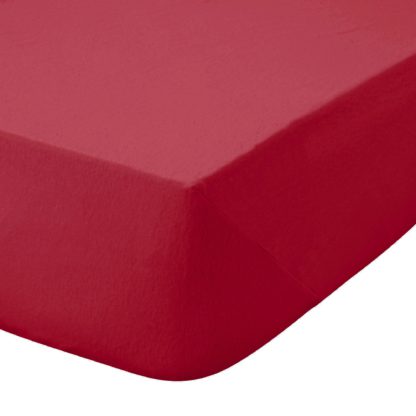 An Image of Kids Non Iron Plain Dye Red 25cm Fitted Sheet Red